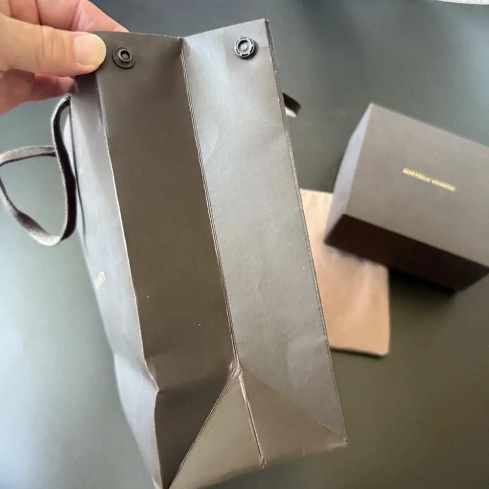 Authentic Bottega Veneta brown gift box, dust bag, card 6 3/4
